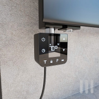 LUMATE Termoarredo bagno scaldasalviette design elettrico Nero 50 x 120 cm con elemento riscaldante intelligente