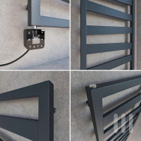 BELVU Termoarredo bagno scaldasalviette design elettrico antracite 50 x 134 cm con elemento riscaldante intelligente